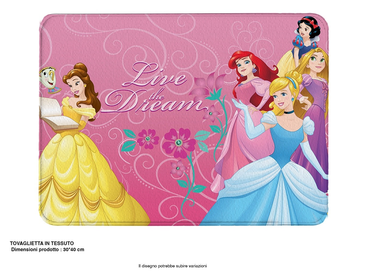 Tovaglietta americana Principesse in poliestere rosa 40x30 cm - Mc Group