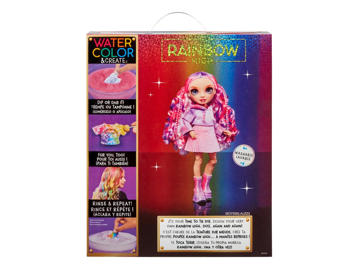 Rainbow High Watercolor & Create New Theme Dolls Purple Eyes: Bambola Fashion Multicolor con Abiti e Accessori per Personalizzazione, Gioco Unisex per Bambini 4+ | MGA Entertainment $