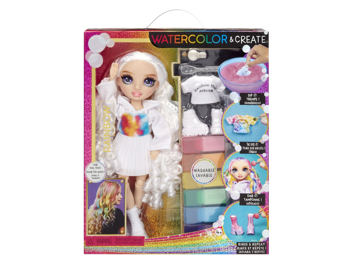 Rainbow High Watercolor & Create New Theme Dolls Purple Eyes: Bambola Fashion Multicolor con Abiti e Accessori per Personalizzazione, Gioco Unisex per Bambini 4+ | MGA Entertainment $