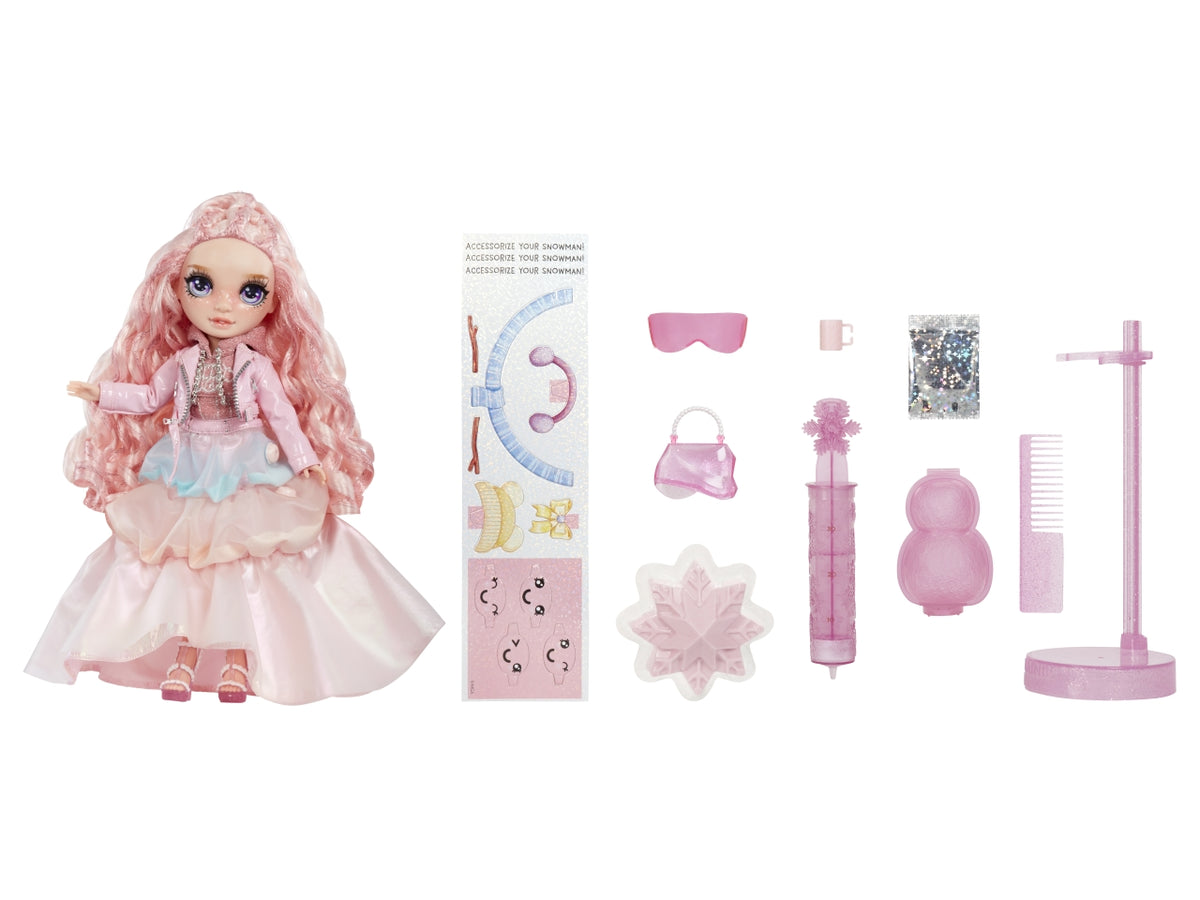 Rainbow High Winter Wonderland Doll Bella: Bambola Fashion Rosa di 28 cm con Abiti Invernali, Accessori e Kit Pupazzo di Neve, Gioco Unisex per Bambini 4+ | MGA Entertainment
