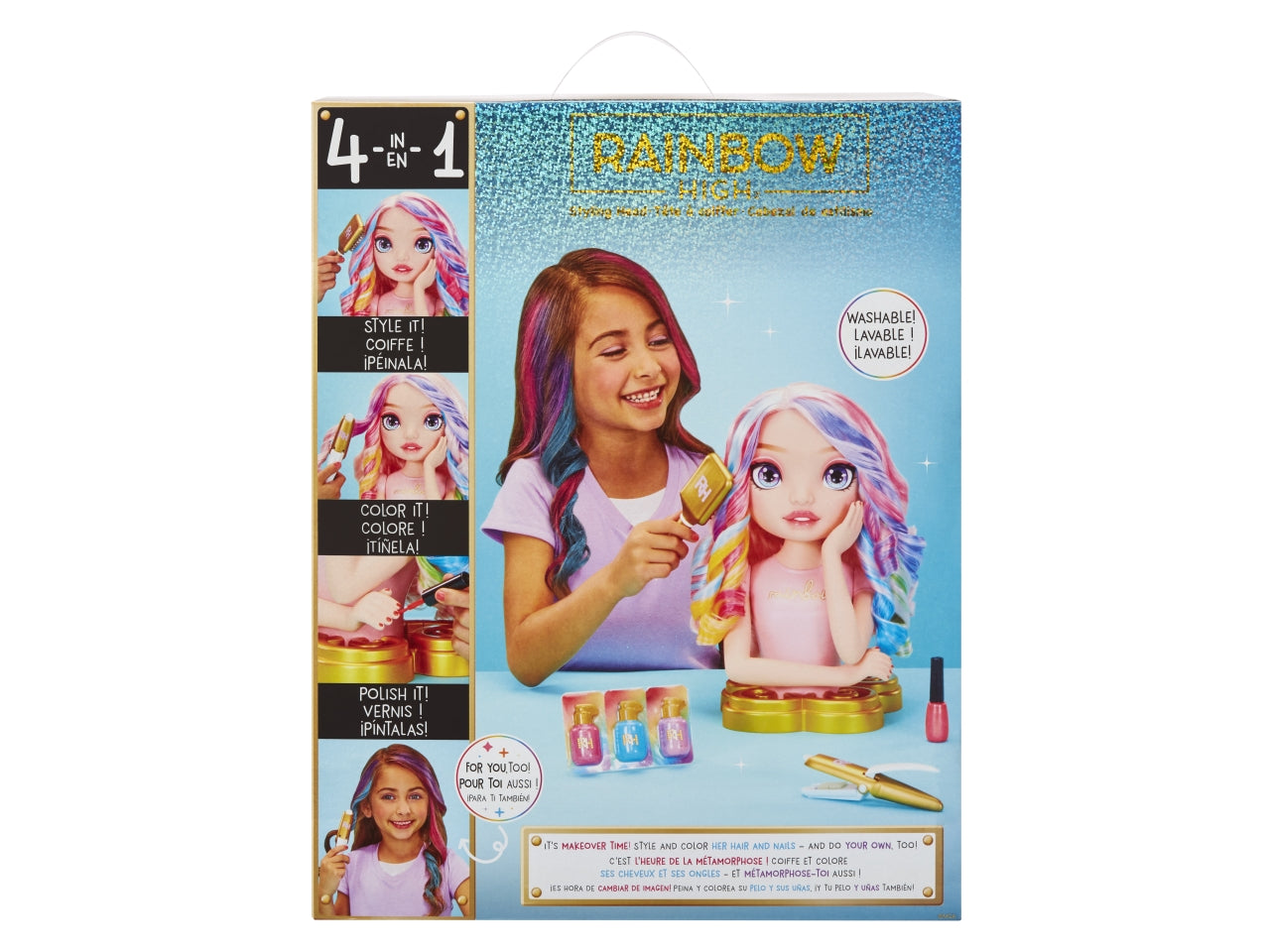 Rainbow High Styling Head Playset: Set di Gioco Multicolor con Testa da Pettinare, Smalti e Accessori, Gioco Unisex per Bambini 4+