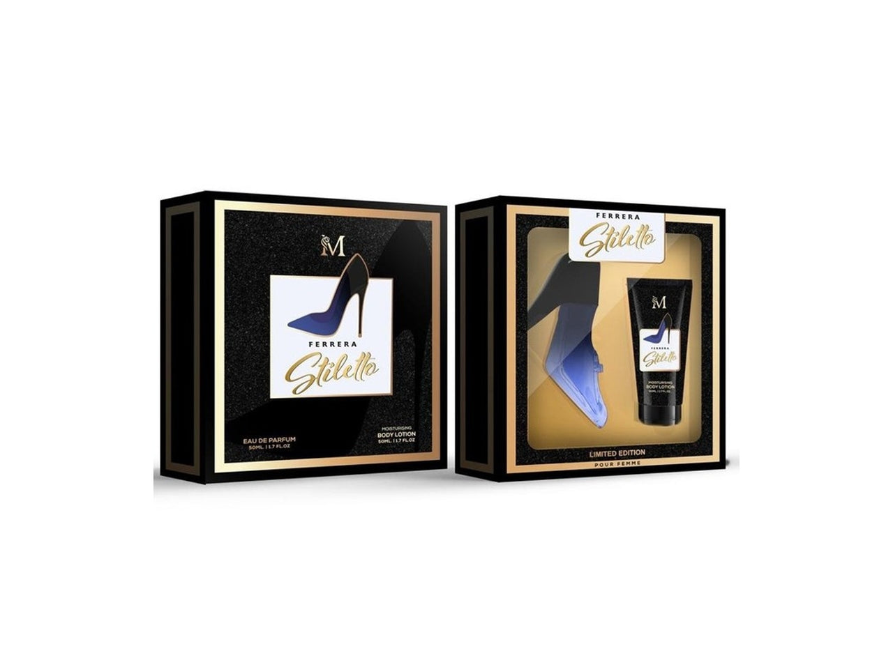 Set regalo da donna Montage Ferrera stiletto, eau de parfum 50 ml e crema corpo 50 ml