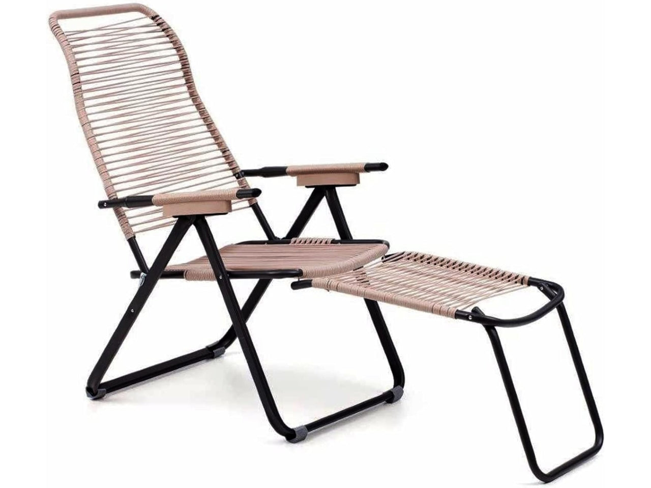 Sdraio pieghevole cordonata in PVC con 5 posizioni regolabili e poggiapiedi ,struttura in acciaio - colori assortiti