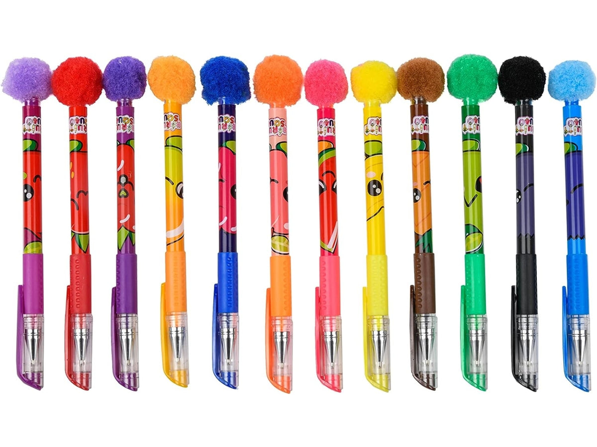 Fruity squad penne gel pompom profumate - la confezione contiene 12 penne