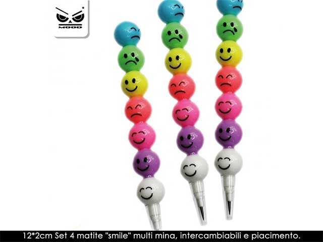 Matita disegni Mood con mina intercambiabile, fusto decorato con smile assortiti $