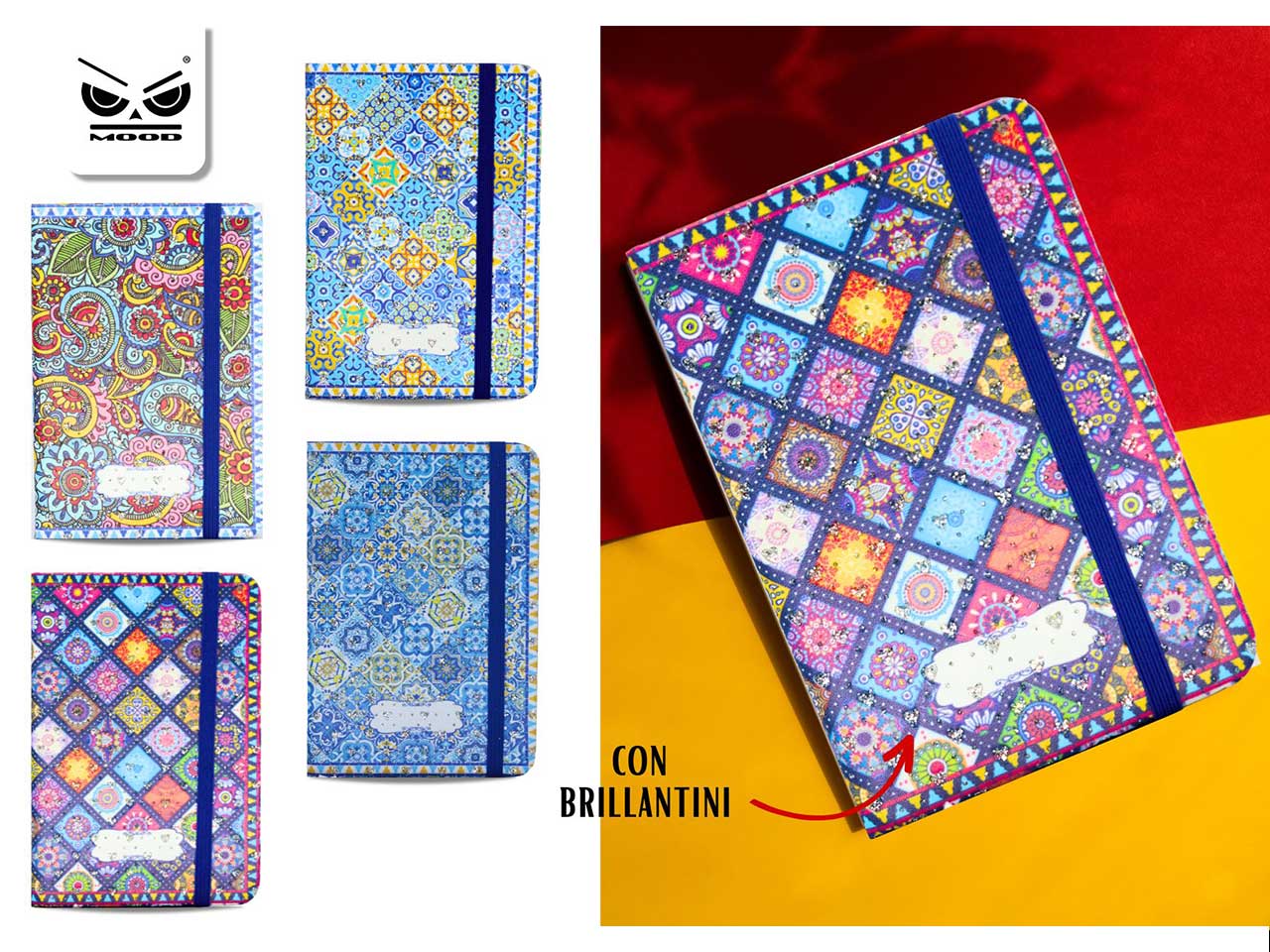 Notes decoro maiolica multicolor glitter a righe 14x9,5x15 cm - Mood