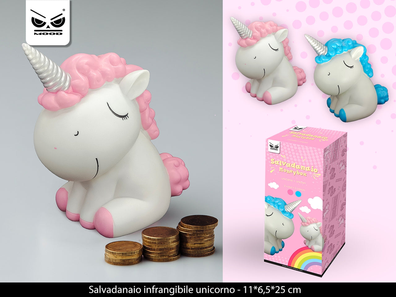 Salvadanaio infrangibile unicorno
