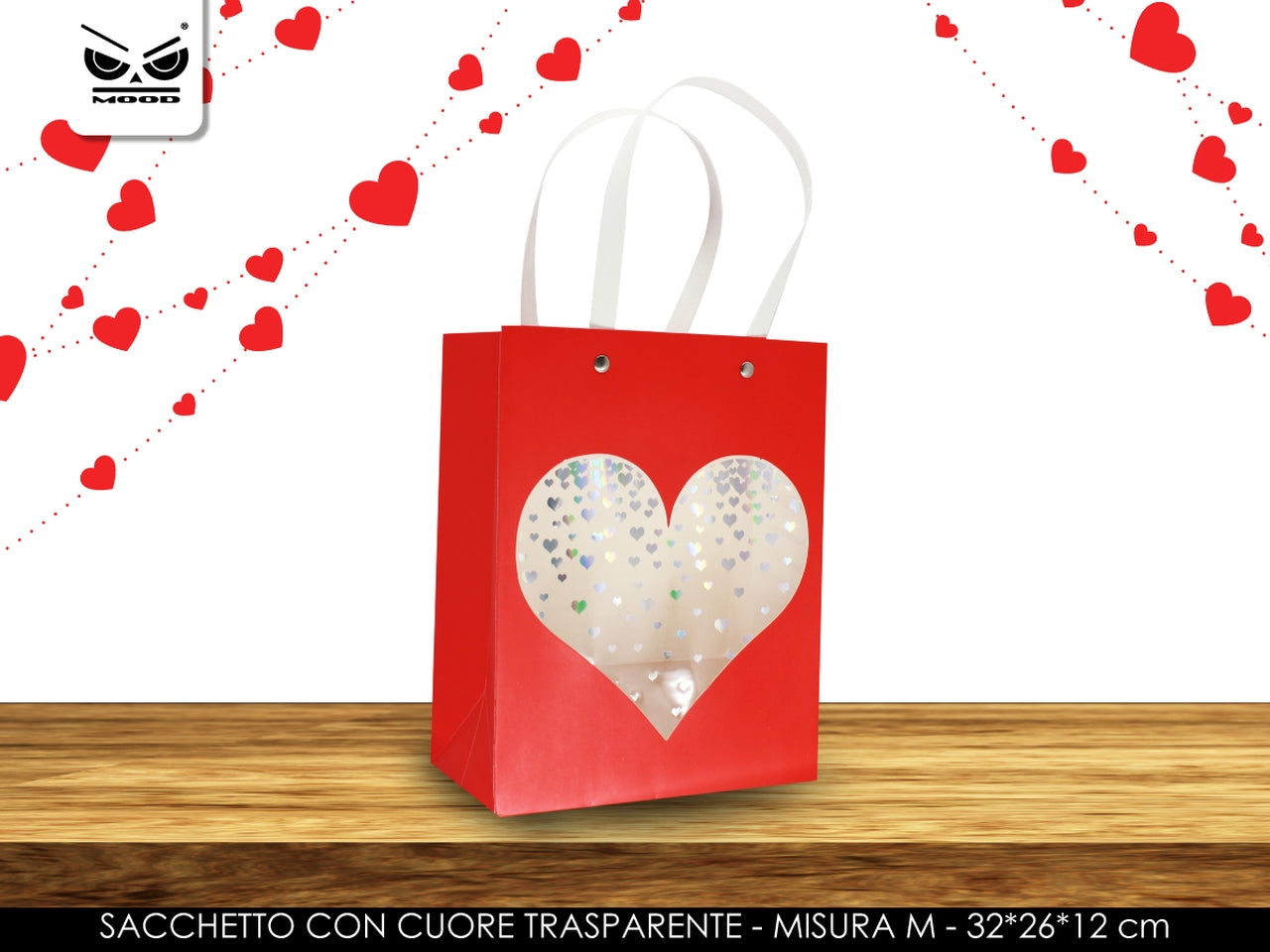 Sacchetto cuore trasprente misura m