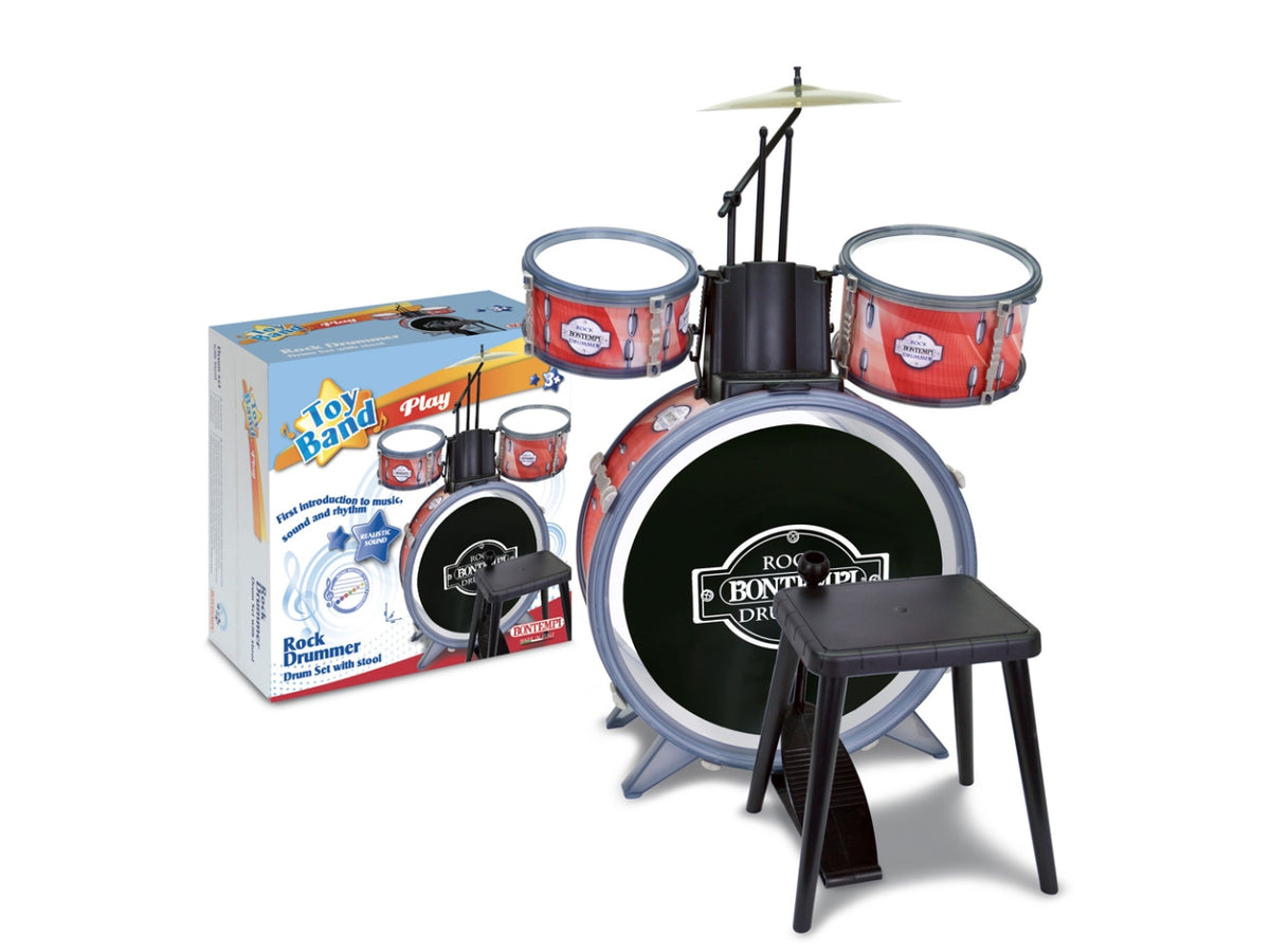 Batteria classica 4 elementi, con sgabello e 2 bacchette