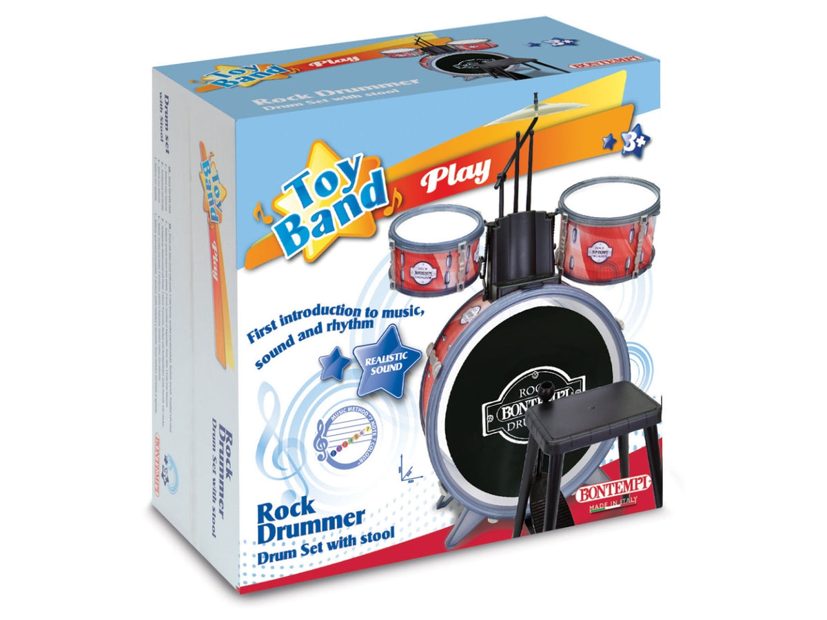 Batteria classica 4 elementi, con sgabello e 2 bacchette