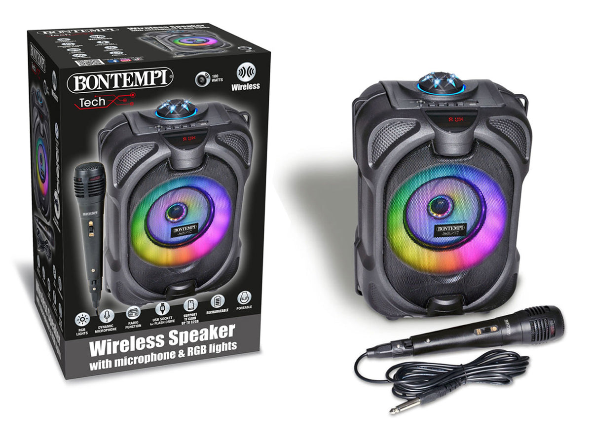 Cassa wireless con microfono e luci RGB