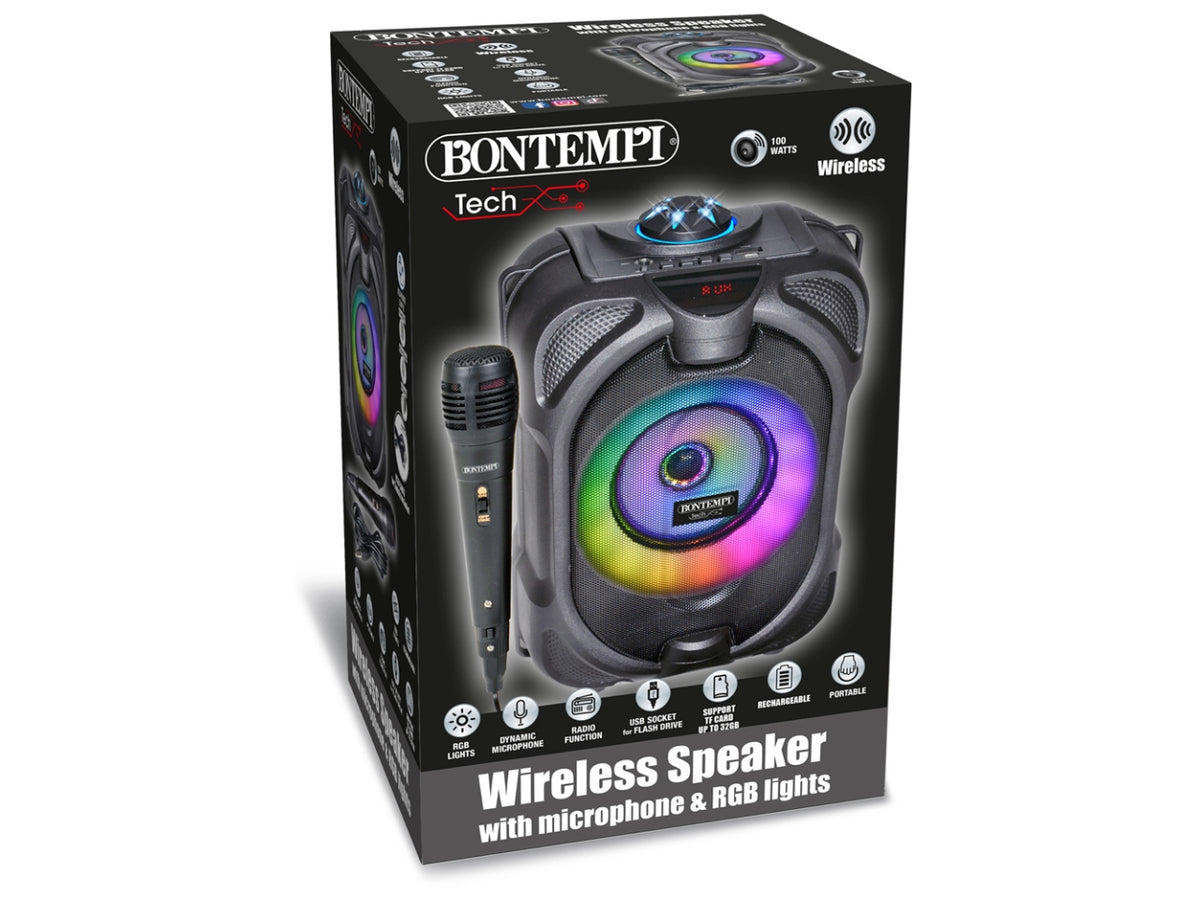 Cassa wireless con microfono e luci RGB