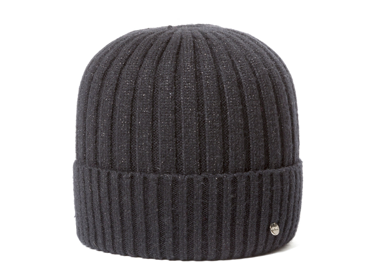 Cuffia a coste con lurex nero