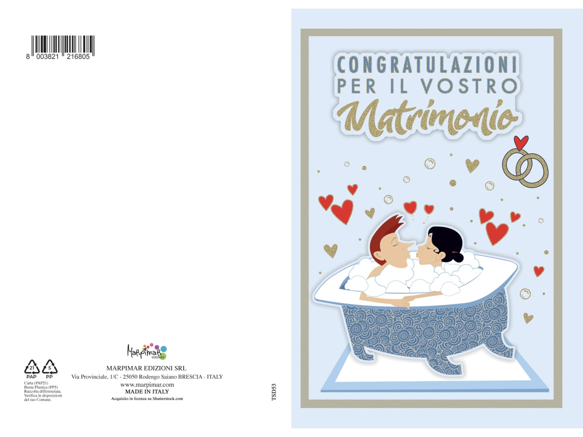 Biglietto matrimonio special con applicazioni + glitter