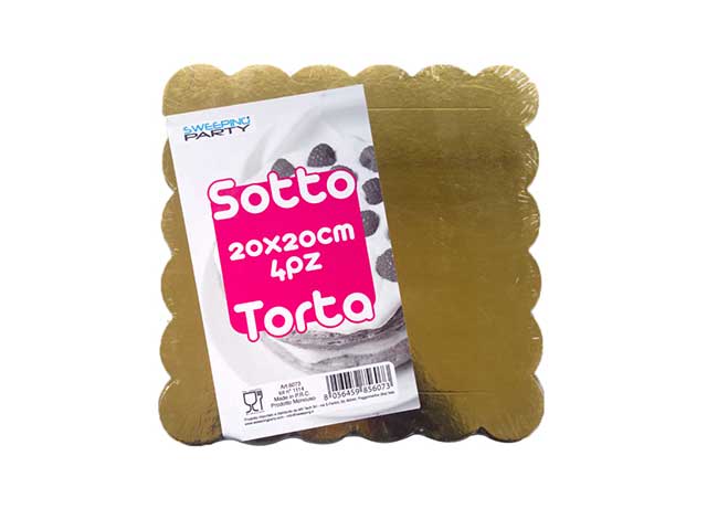Sotto torta 20x20cm 4 pezzi oro 6073