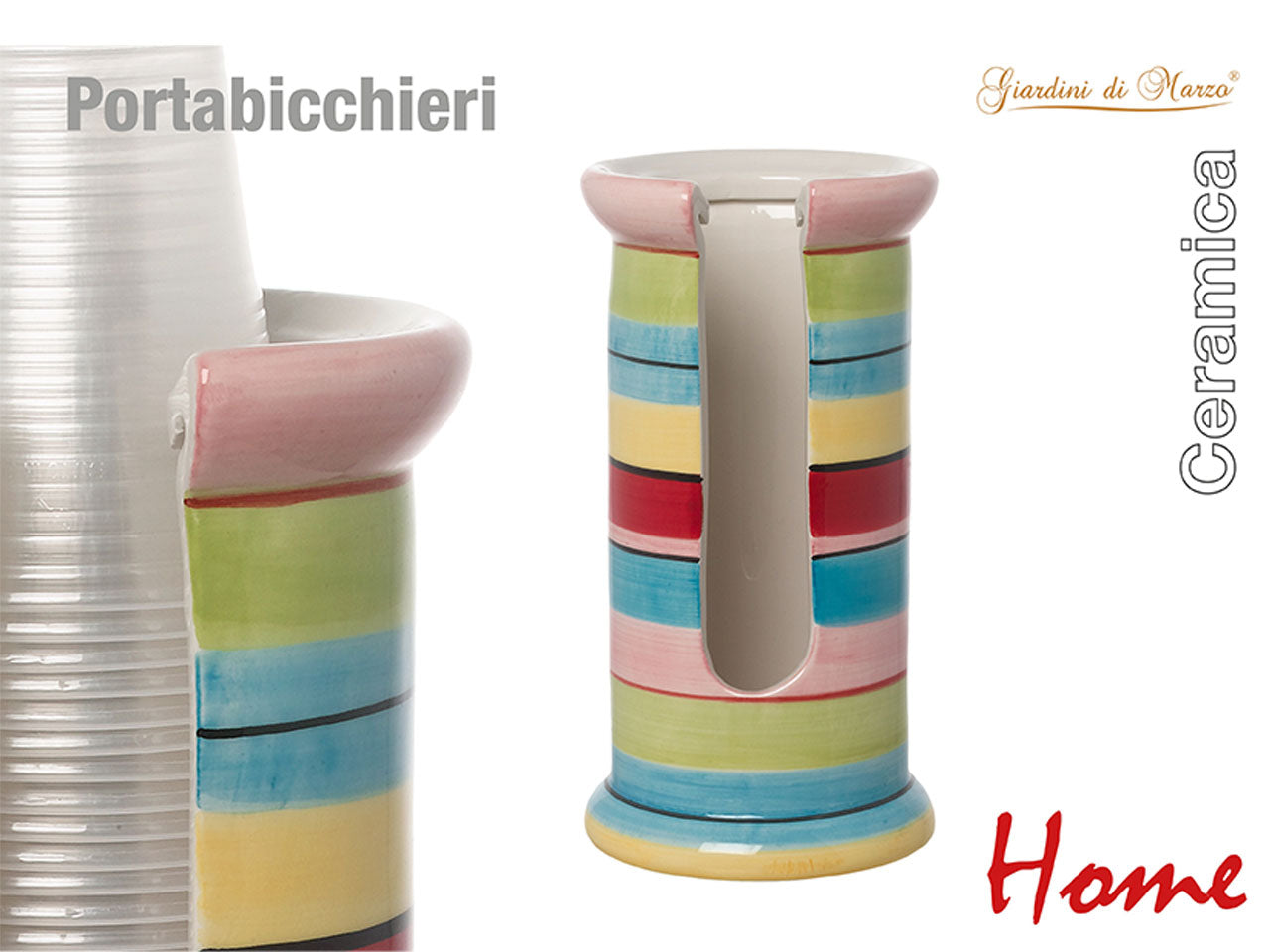 Porta bicchieri con strisce colorate