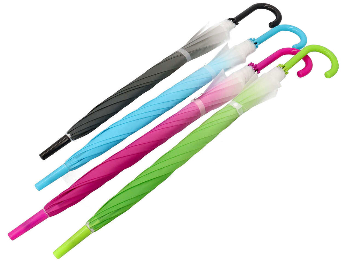 Ombrello lungo, apertura automatica, con aste in fibra, assortito in 4 varianti colore sfumato, impugnatura in tinta