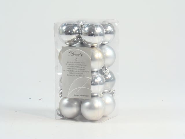 Palla 4cm in confezione da 16 pezzi argento lucida e opaca