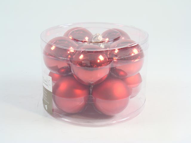 Palla vetro 6cm in confezione da 10 pezzi rosso lucido e opaco