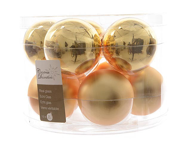 Palla vetro 6cm in confezione da 10 pezzi oro lucido e opaco