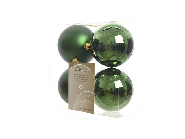 Palla di Natale 10cm in confezione da 4 pezzi verde lucido e opaco