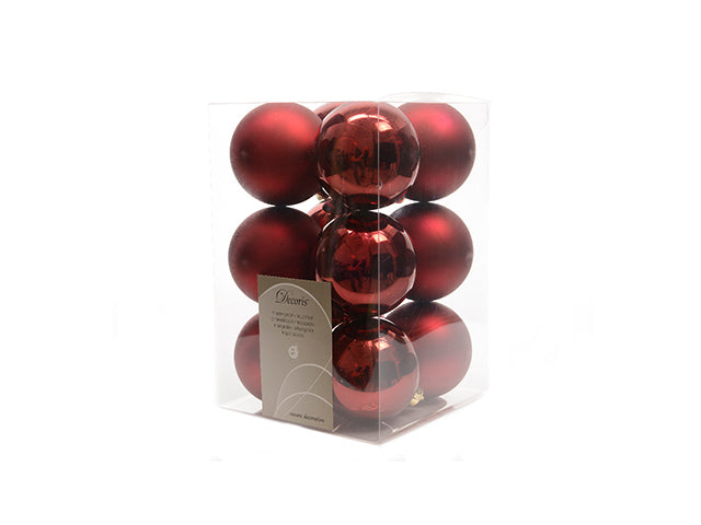Palla di Natale 6cm in confezione da 12 pezzi bordeaux lucida e opaco