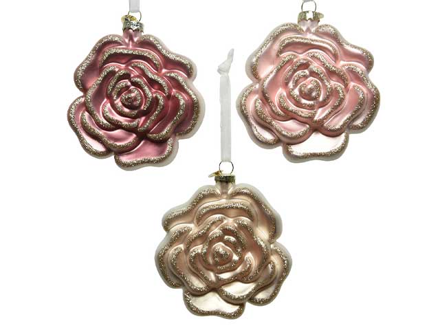 Pendente natalizio rosa in vetro 10x4,3x10,5cm
