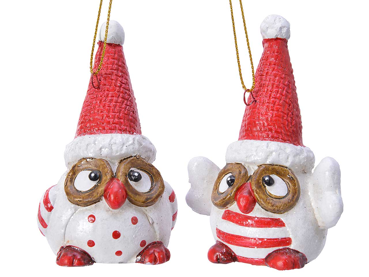 Pendente natalizio gufo con cappello rosso 9cm