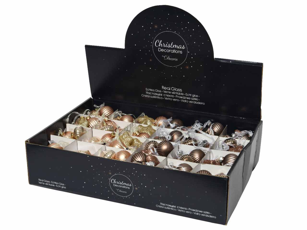 Appendino in vetro lucido, opaco e con glitter 3,5x4x11,5cm marrone