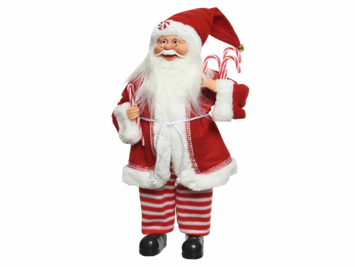 Babbo natale 20x10x30cm con candy sulle spalle