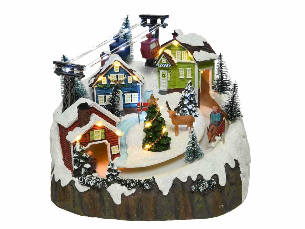 Scenario natalizio con led in poliresina per uso interno colore bianco caldo bianco freddo misura lun.26cm x lar.26cm x alt.21.5cm micro 31