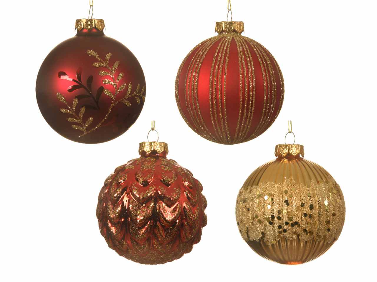 Sfera in vetro d.8cm nei colori rosso e oro