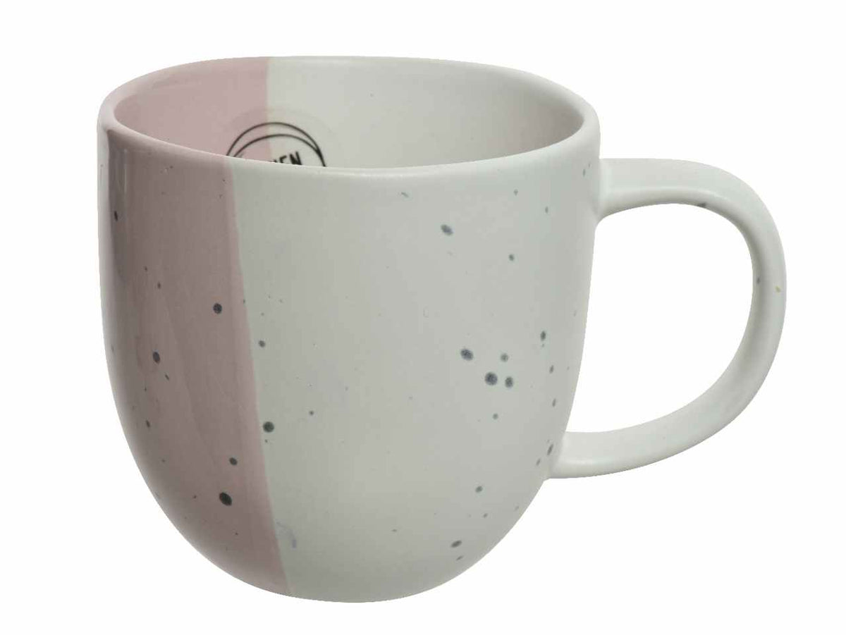 Tazza in gress tonda smalto lucido con smalto opaco bicolore con macchioline lavabile in lavastoviglie per alimenti adatto al microonde volume 0.32 litri 9xh.8.80cm