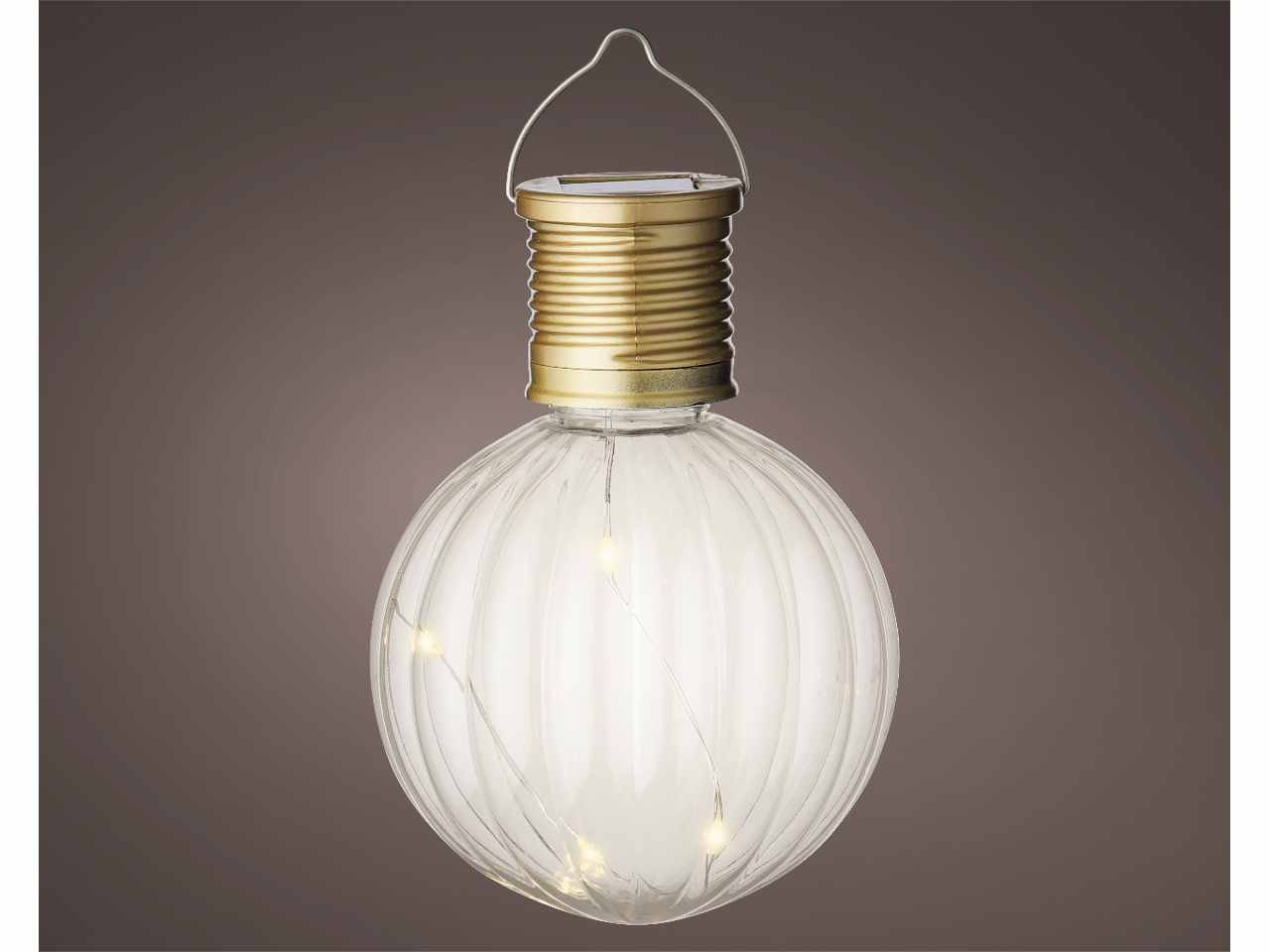 Luce solare da giardno rotonda in plastica batteria da 40mah tensione 1,2v led bianco caldo emissione luminosa 1lm autonomia 6 ore con interruttore d.8xh.11cm