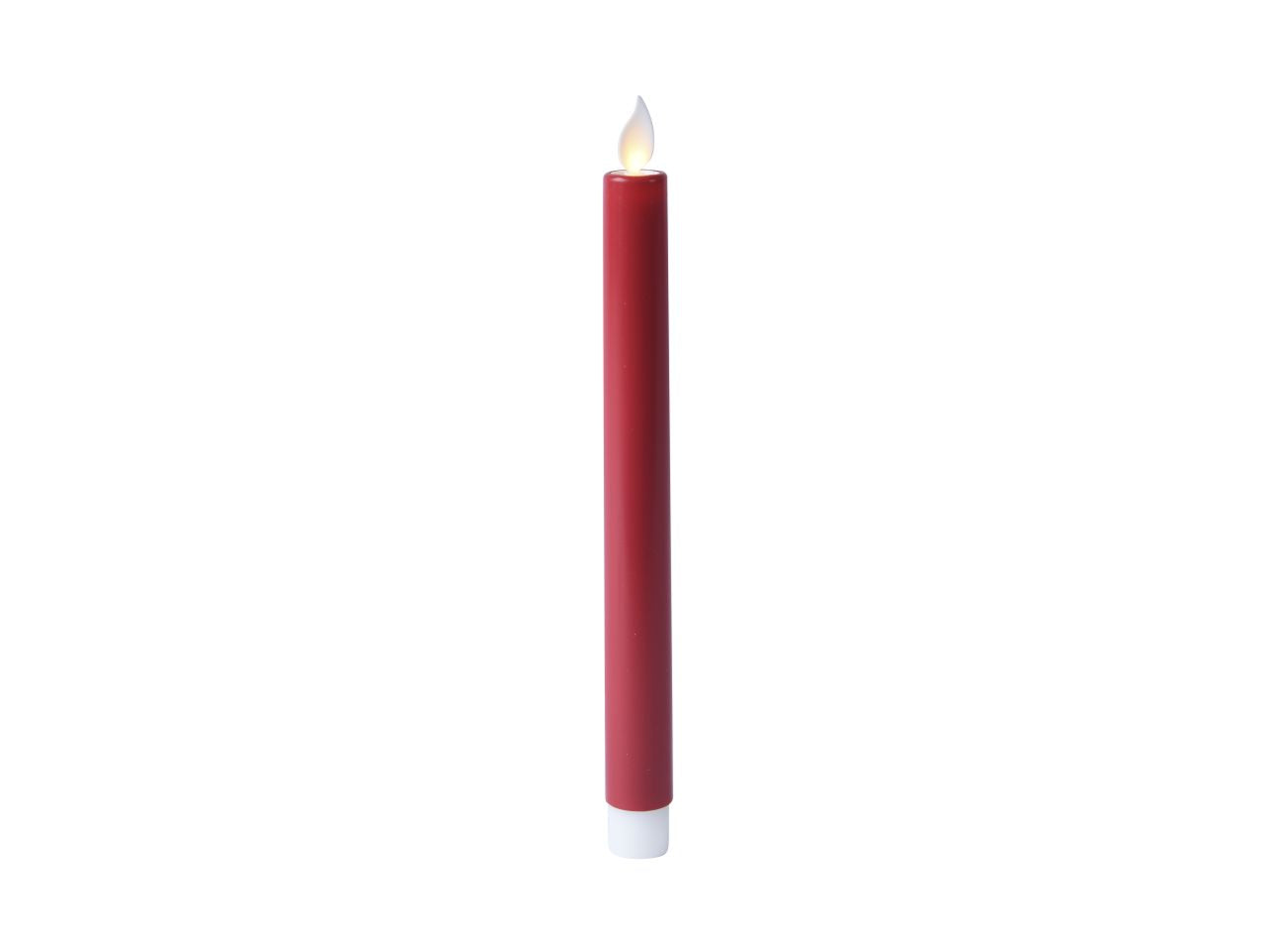 Candela da cena a led in plastica con parte superiore piatta per uso interno colore rosso bianco caldo misura alt.24cm
d.2cm 3mm 1