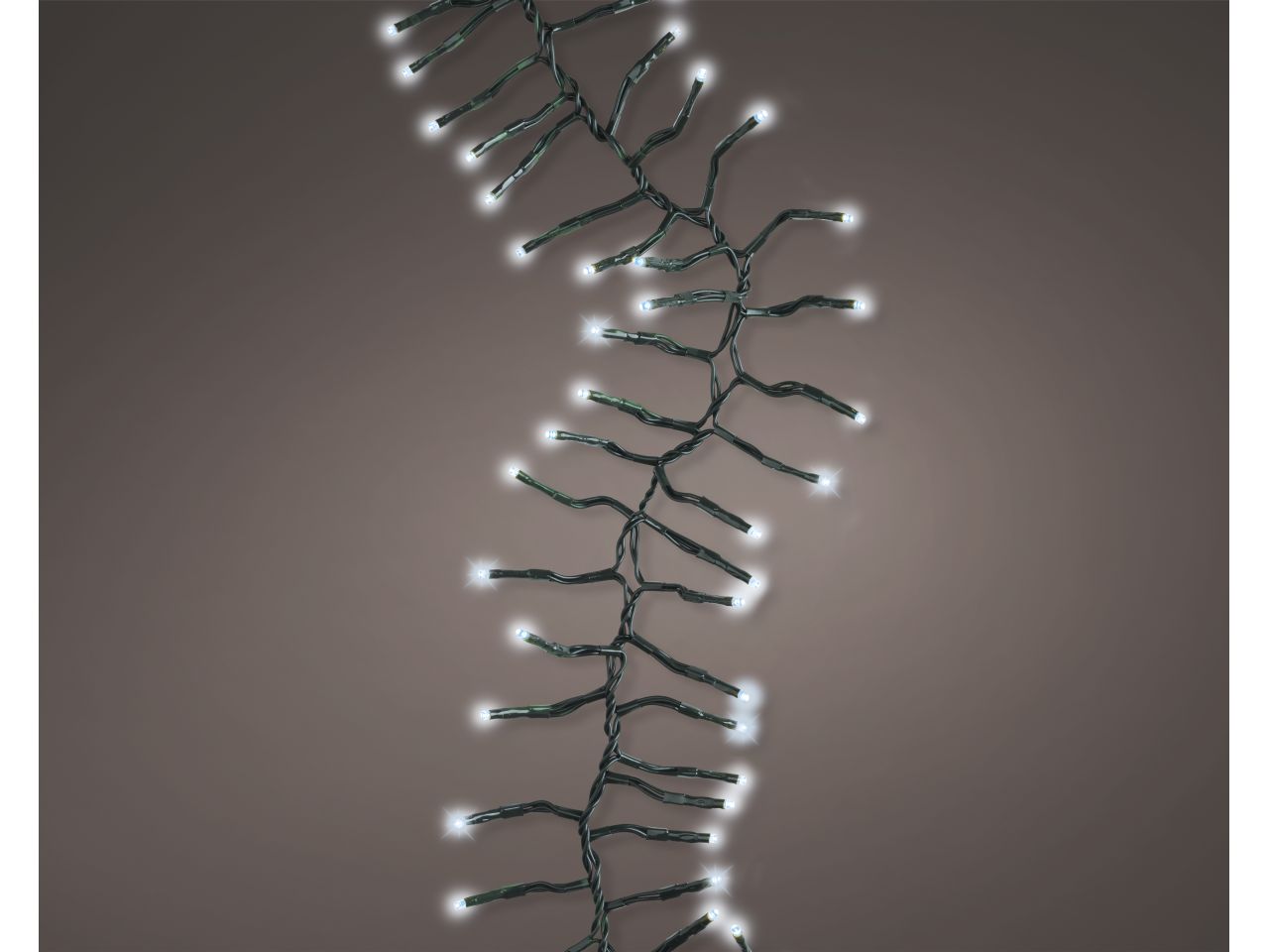 Luci natalizie led a grappolo con 8 funzioni effetto scintillio ad uso esterno colore verde bianco freddo misura lun.1500cm misura del led 3mm numero di led 1190