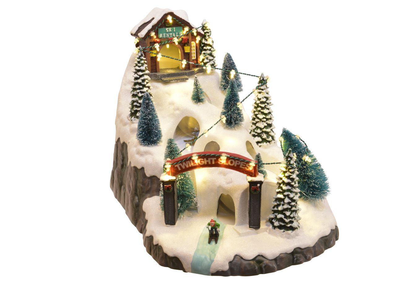 Scenario invernale 34x22xh.26cm con luce a batteria