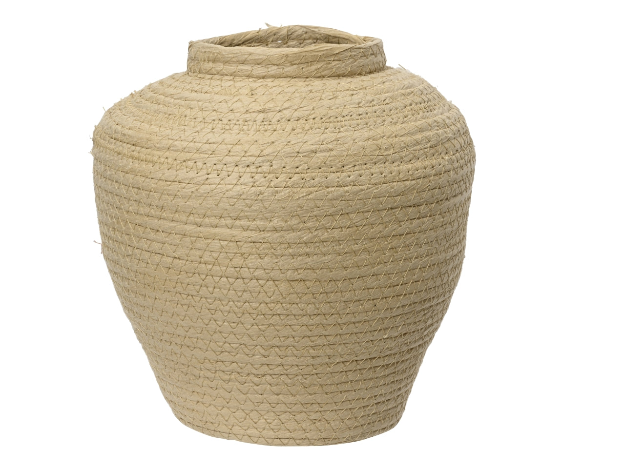 Vaso decorativo boho in paglia naturale color crema, forma ampolla - altezza 25 cm, diametro 24 cm - Kaemingk