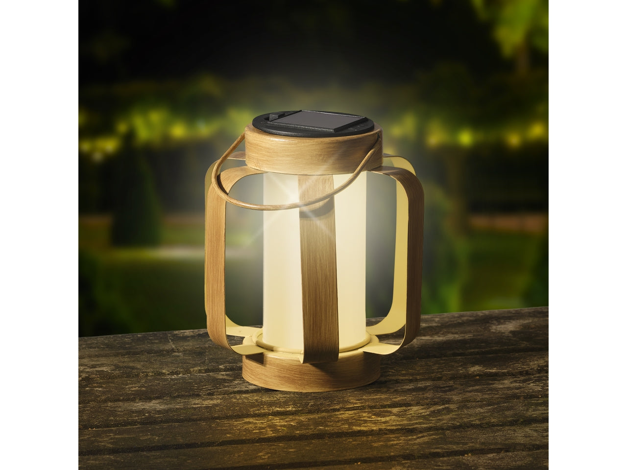 Lampade solari da giardino, in metallo effetto legno, stile scandinavo, 15cm - Kaemingk