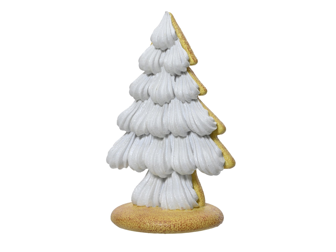 Albero di natale decorativo meringato e biscotto bianco e marrone in resina opaca 13x10x21 cm â Decoris