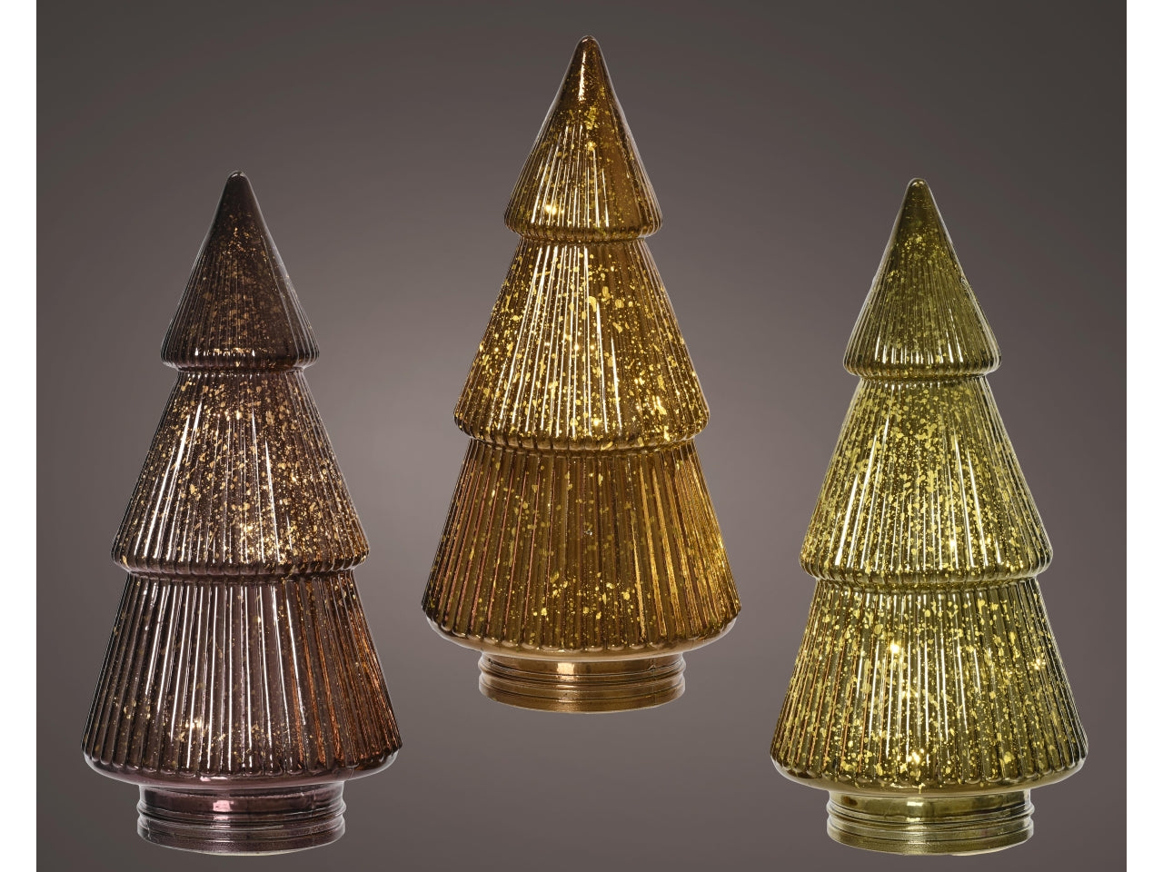 Alberello decorativo in vetro con led d.11x23cm in 3 colori assortiti