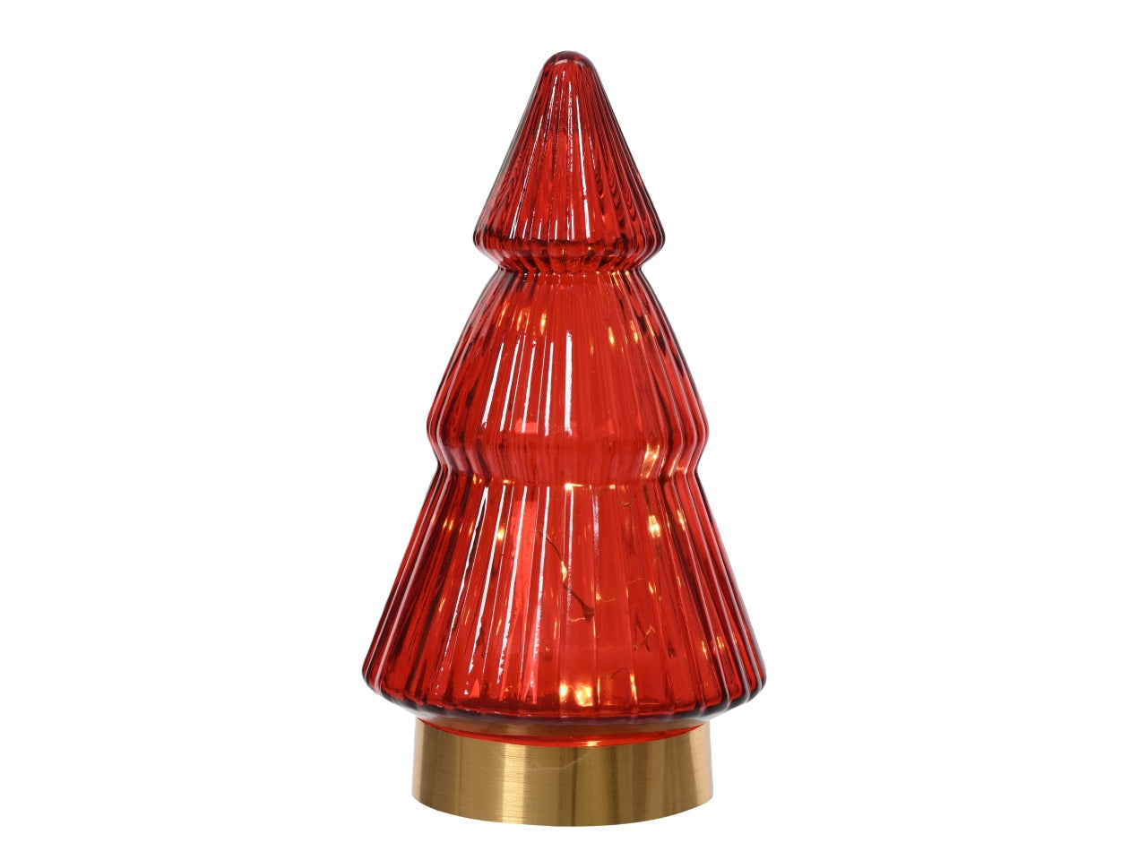Alberello in vetro con microled d.10,5x19,5cm a batteria rosso