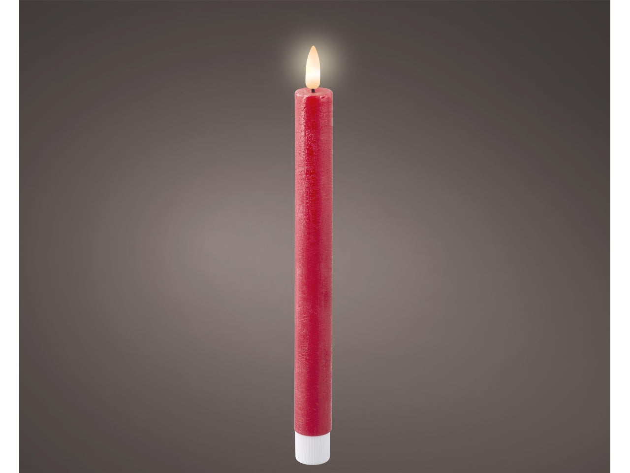 Candela con stoppino e led d.2,2x24,5cm a batteria rossa