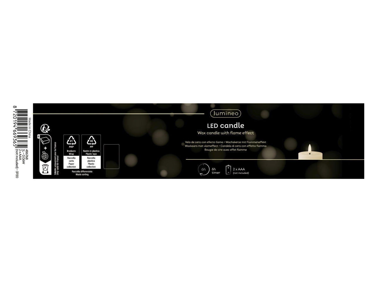 Candela led cilindrica bianca con effetto fiamma d.7x11 cm - Decoris