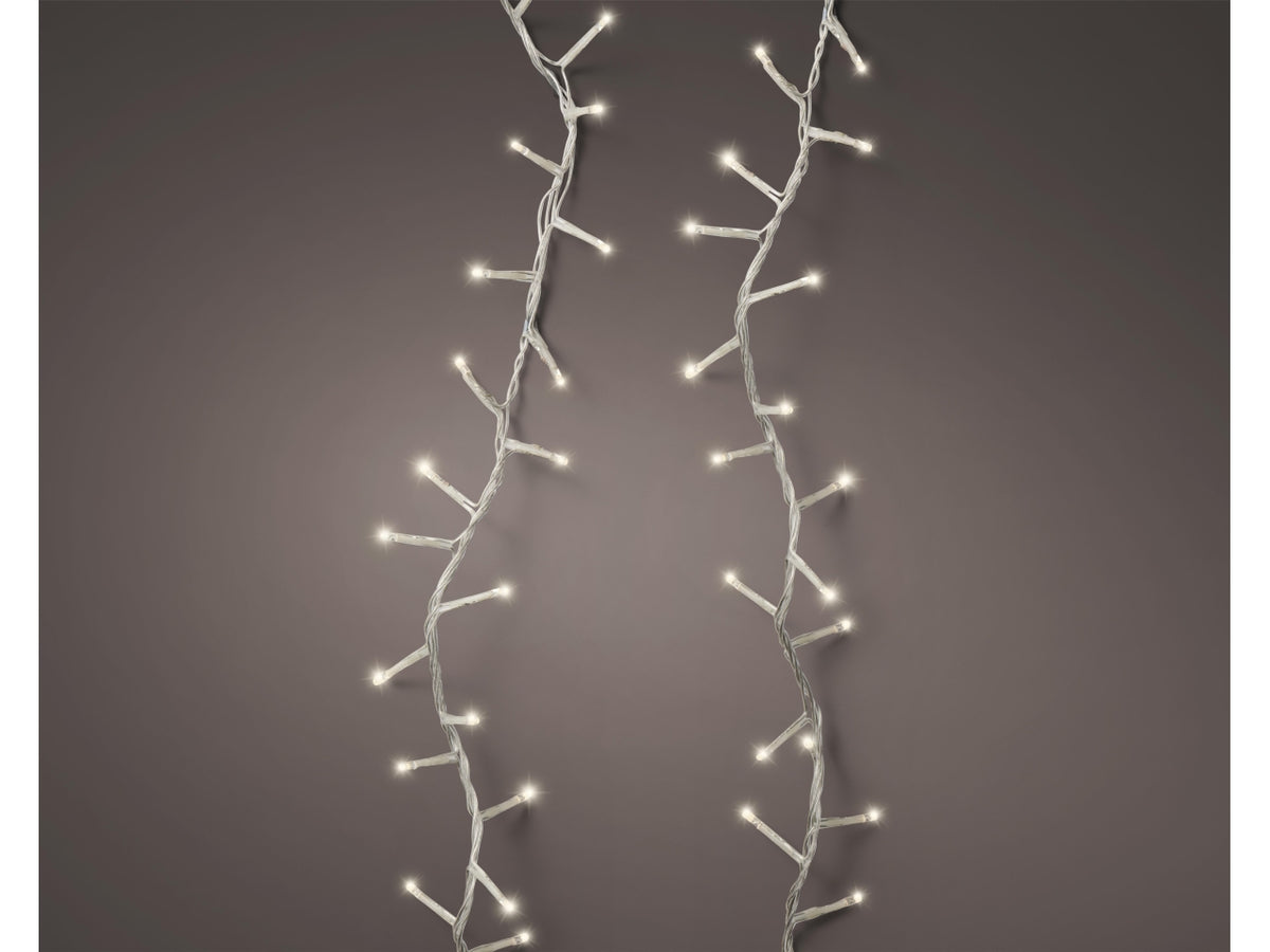 Catena luci 2000led bianco caldo 8 funzioni 45mt filo trasparente per uso interno/esterno