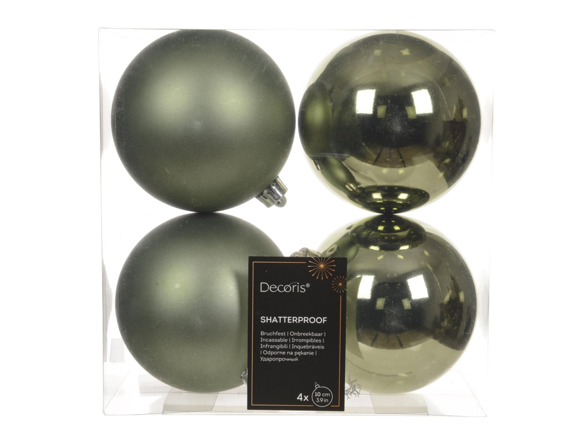 Palla di Natale 10cm in confezione da 4 pezzi verde rosmarino lucida e opaco