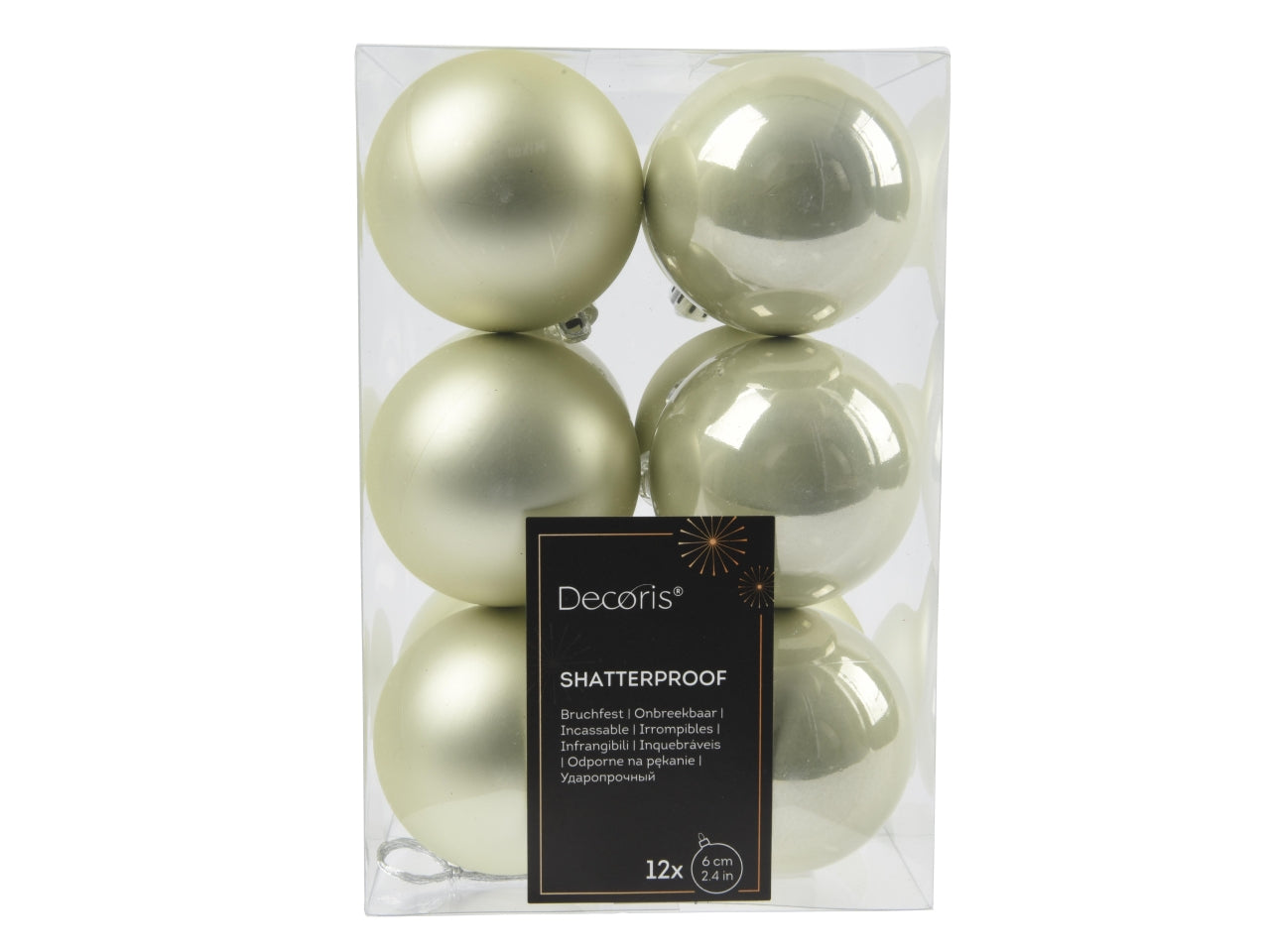 Palla natalizia verde menta opaca e lucida in plastica d.6 cm, set da 12 palle - Decoris