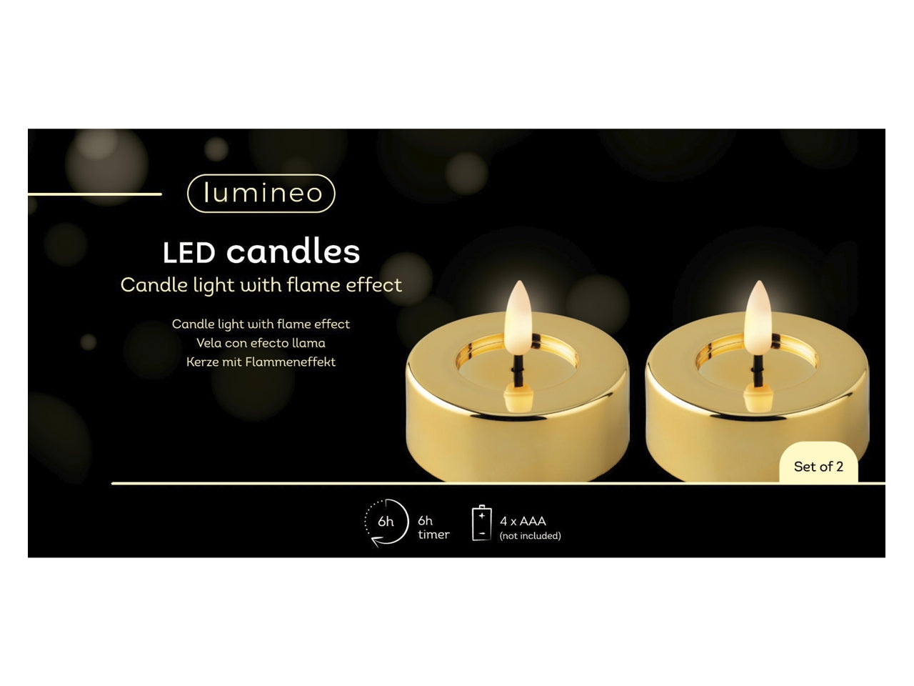 Tealight dorato in plastica con effetto fiamma d.6,5x4,5 cm - Decoris