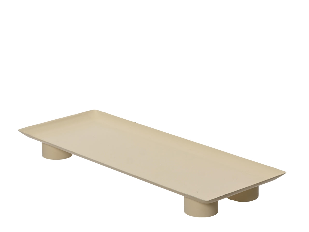 Vassoio 13x34x3cm verniciatura a polvere rettangolare in lamiera di ferro beige