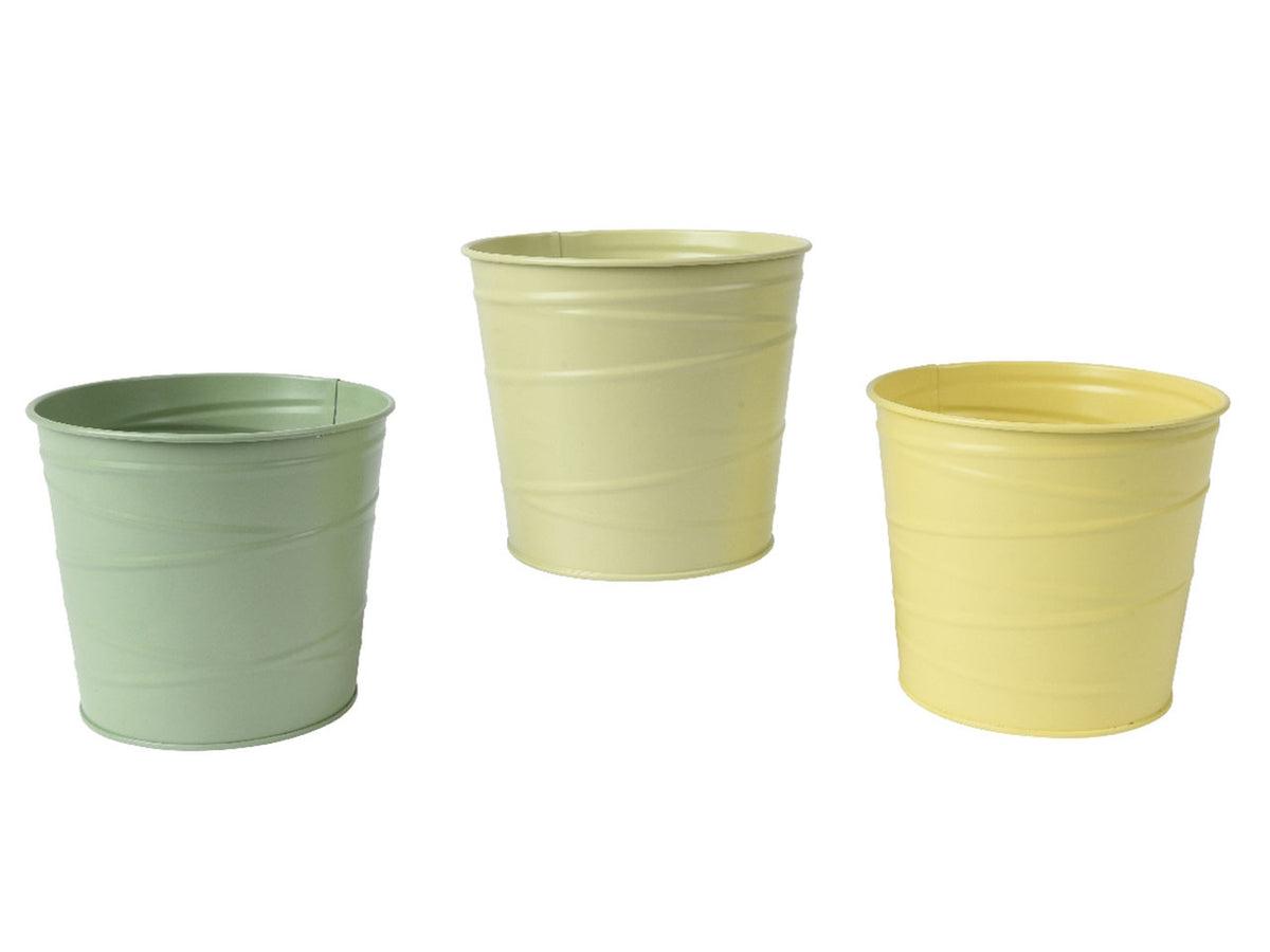 Vasetto portapianta in metallo zincato diametro 11cm per altezza 10,6cm per esterno in 3 colori